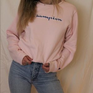 Baby Pink Champion Sweatshirt Oversized